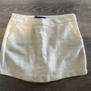 Zara Cream Textured Pencil Skort with pockets